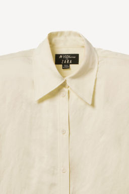 VESTIDO CAMISERO HOMBRERAS CON LINO WILLY CHAVARRIA X ZARA / Crudo  фото 4