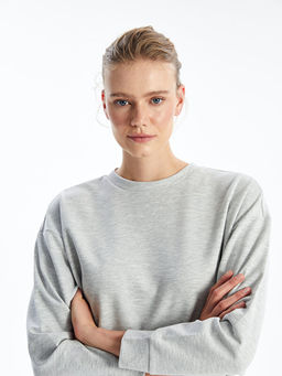 Bisiklet Yaka D?z Oversize Kad?n Sweatshirt Tunik