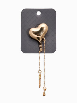 Брошь корейский стиль "Сердце" цвет золото