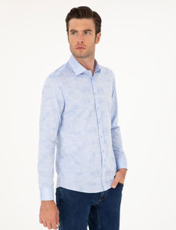 Голубая зауженная рубашка с длинным рукавом - Cacharel фото 3