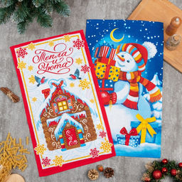 Набор кухонных полотенец Доляна Пряничный домик 35х60см-2шт, 100% хлопок