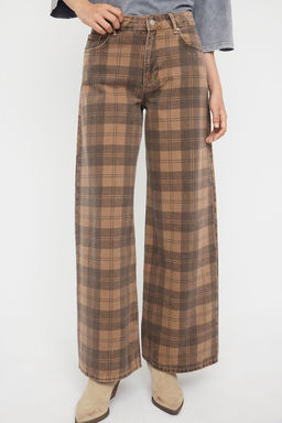 Teen Cok Renkli Normal Bel Ekose Desenli Wide Leg Jeans TWOAW26JE00024 - Trendyolmilla фото 4