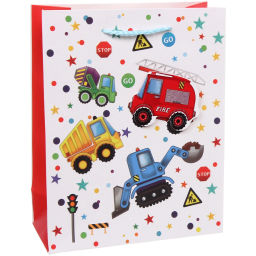 Цена за 12 шт. Пакет подарочный "Машинки" 18*23*8 см, микс