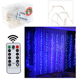 Электрогирлянда-занавес 3*3м, 300 ламп, USB, с дистанционным управлением, светло-голубой