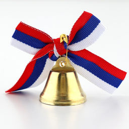 Цена за 10 шт. Колокольчик на булавке с бантом на выпускной, триколор, d = 2,6 см