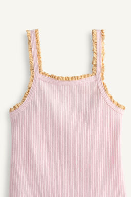 TOP TIRANTES RIB PUNTILLA CONTRASTE LIMITED EDITION / Rosa pastel - Zara фото 6