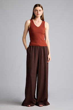 Wide Leg Keten Kar___ml_ Y_ksek bel Pantolon - Defacto фото 2