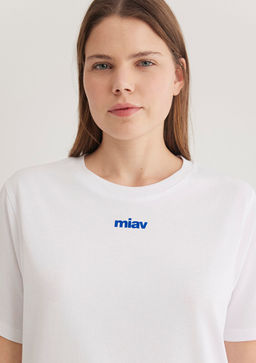 Miav Bask?l? Beyaz Tisort - Mavi фото 4