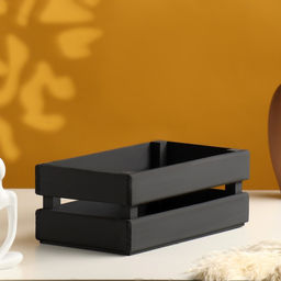 Кашпо деревянное 24.513.59 см Двушка Лайт, двухреечное, чёрный Дарим Красиво  фото 2