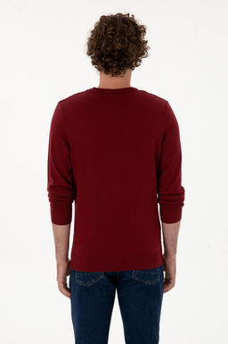 Erkek Slim Fit Bisiklet Yaka Bordo Basic Kazak - U.s. polo assn фото 5