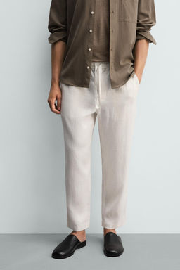 PANTAL?N RELAXED FIT 100% LINO / Blanco - Zara фото 14