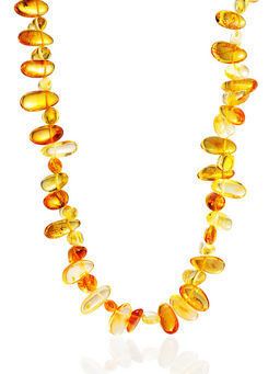 Бусы Облепиха из янтаря двух оттенков