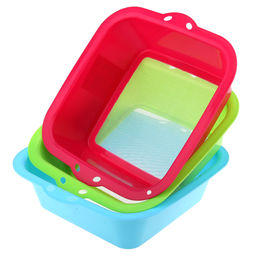 Сито пластмассовое Квадро 20х20см, h6,5см, цвета в ассортименте: салатовый, фуксия, голубой (24,2х22,3х6,5см) (Китай) - Домашняя мода фото 5