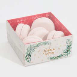 Цена за 5 шт. Коробка для кондитерских изделий новогодняя с пластиковой крышкой «С Новым годом», 12×6×11.5 см
