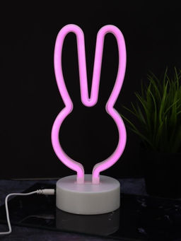 Неоновый LED ночник настольный "Bunny", розовое свечение (20,5х22 см)