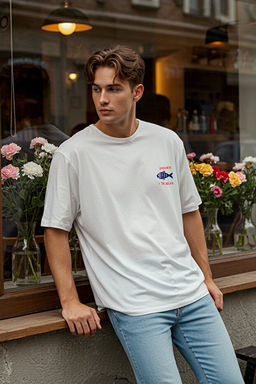 Ekru Oversize/Geni_ Kesim %100 T-Shirt TMNSS22TS0318 - Trendyolmilla фото 2