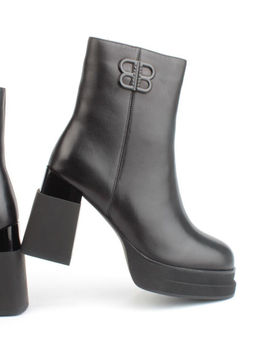 04-M3-H271 BLACK Ботильоны зимние женские (натуральная кожа, натуральный мех)