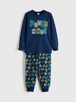 Bisiklet Yaka Bask?l? Erkek ?ocuk Pijama Tak?m?