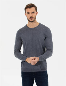 Gri Melanj Slim Fit Bisiklet Yaka Basic Triko Kazak - Pierre cardin фото 3