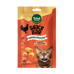 Лакомство для кошек "Мини-роллы с начинкой из курицы с лососем", 40г, серия SNACK BAR, Triol 20171048