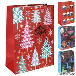 Цена за 12 шт. Пакет подарочный 31х42х12см Новый год / 5380ХL /уп 12/300/