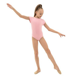 Купальник гимнастический Grace Dance, с укороченным рукавом, вырез лодочка, р. 32, цвет розовый  фото 4