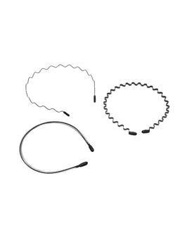 Цена за 2 шт. Ободок для волос "Амелия" (набор 3 шт) волна, чёрный