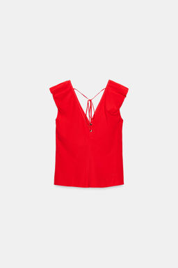 CUERPO POPEL?N PESPUNTES CONTRASTE / Coral rojo - Zara фото 10