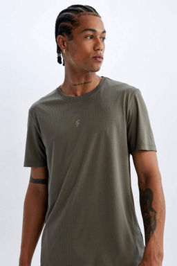 DeFactoFit Slim Fit Dar Kesim Bisiklet Yaka Bask?l? K?sa Kollu Sporcu Tisort  фото 7