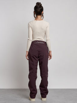 Брюки утепленные спортивные с высокой посадкой женские зимние темно-бордового цвета 7141Tb - Colannia фото 4