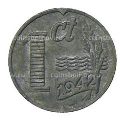 Монета 1 цент 1942 года Нидерланды