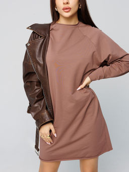 Женское платье с рукавом реглан из футера 2-х нитки какао ВП-11 (02)