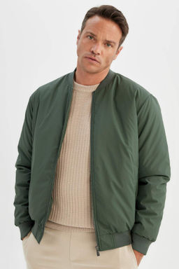 Su Itici Bomber Mont Ceket Slim Fit Dar Kesim Kolej Yaka Fermuarl? Cepli Astarl? Mevsimlik Hafif - Defacto фото 2