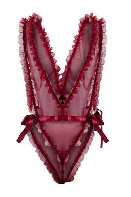 Bordo Tul Yandan Baglamal? F?rf?rl? Fitted Body THMSS26BD00016 - Trendyolmilla фото 2