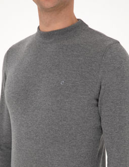 Gri Melanj Slim Fit _eyrek Yaka Basic Triko Kazak - Pierre cardin фото 7