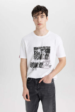 Футболка стандартного кроя с круглым вырезом и короткими рукавами с принтом - Defacto фото 4