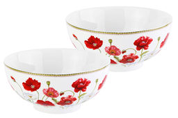 Набор 2 салатников - 15*15*7 см 700 мл Маки NEW BONE CHINA