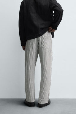 COMFORT STRIPED SEERSUCKER TROUSERS - Zara фото 3