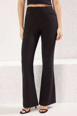 TRENDYOLMILLA Siyah Arka Beli Lastikli Esnek Flare Dokuma Pantolon TWOSS25PL00007 фото 5