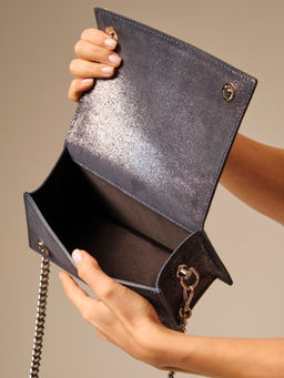 Сумка замшевая Deboro 30715 синее серебро