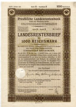 Облигация 4,5% 1000 рейхсмарок 1935 года Германия