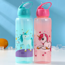 Бутылка для воды Единороги, с трубочкой, 850 мл, МИКС - Simaland фото 6