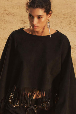 SUEDE LEATHER FRINGED CAPE - LIMITED EDITION - Zara фото 2
