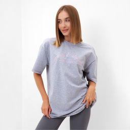 Футболка женская MINAKU FIT: SPORTY & STYLISH, светло-серая, размер 48