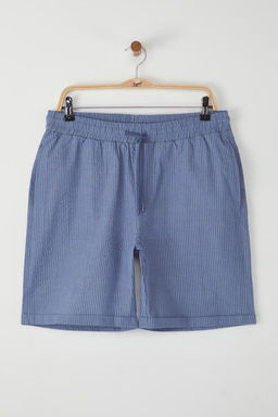 TRENDYOL MAN Mavi Regular Fit Gofre Dokulu Cizgili Yazl?k Sort & Bermuda TMNSS25SR00001 - Trendyolmilla фото 8