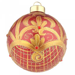 Елочная игрушка шар стеклянная д8см, красный металлик, ручная художественная роспись, подарочная упаковка (Россия) - Домашняя мода фото 4