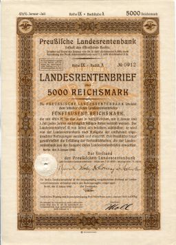 Облигация 4,5% 5000 марок 1940 года Германия