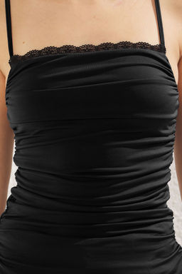 Siyah Dantel Detayl? Ask?l? Fitted/Vucuda Oturan Orme Bluz TWOSS25BZ00093 - Trendyolmilla фото 2
