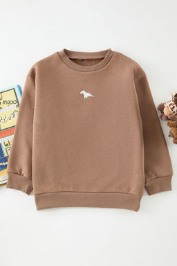 Kahverengi Unisex Bask?l? Orme Mini Me Sweatshirt TKDAW25SW00069
