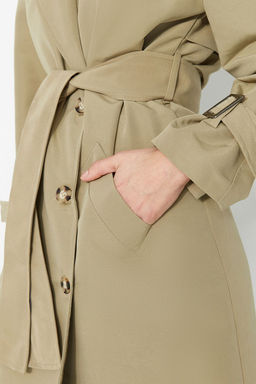 Trendyolmilla Haki Kemerli Ruzgarl?k Detayl? Su Itici Uzun Trenckot TWOSS21TR0005  фото 29